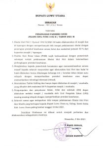 Pemda Luwu Utara Keluarkan Imbauan Penanganan COVID-19 Jelang Idulfitri