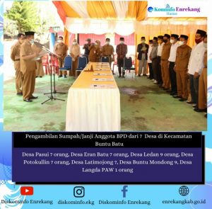 Asisten Pemerintahan dan Kesra Enrekang Ambil Sumpah BPD 7 Desa