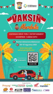 Kerjasama IVENDO, Polrestabes Makassar Gelar Vaksin Drive Thru