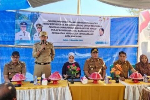 Camat Sangkarrang Hadiri Peresmian Pengelolaan dan Pengembangan SPAM di Pulau Bonetambu