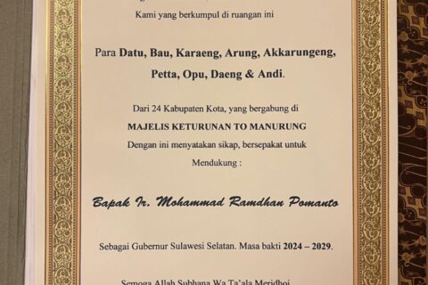 63 Keturunan Raja “Majelis To Manurung” Deklarasi Mendukung Danny-Azhar “DIA” di Pilgub Sulsel