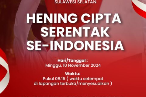 Peringati Hari Pahlawan, Pemprov Sulsel Imbau Warga Lakukan Hening Cipta Serentak 10 November