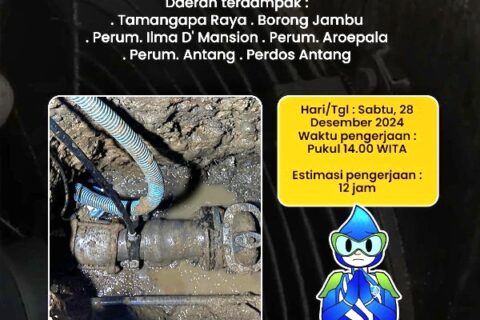 PDAM Makassar Lakukan Penggantian Gate Valve, Beberapa Wilayah Terdampak