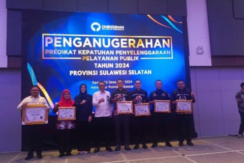 Pemprov Sulsel Raih Penghargaan Zona Hijau dalam Penilaian Pelayanan Publik Ombudsman 2024