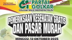 Peringatan HUT ke-61, Golkar Makassar Berbagi 2000 Paket Sembako Murah dan Pemeriksaan Kesehatan Gratis