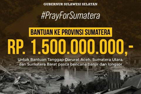 Gubernur Sulsel Salurkan Rp1,5 Miliar Bantuan Darurat untuk Bencana Sumatera