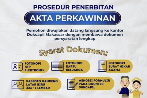 Disdukcapil Makassar: Prosedur Baru Penerbitan Akta Perkawinan