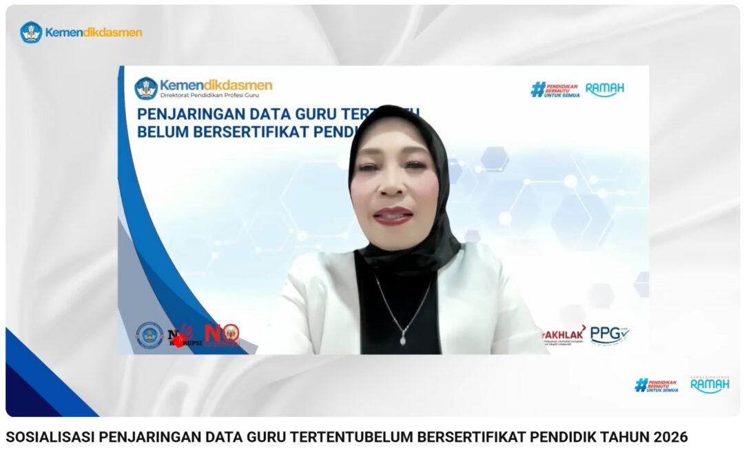 Pejabat Kemendikdasmen menyampaikan sosialisasi penjaringan data guru belum bersertifikat pendidik 2026 - Linisiar