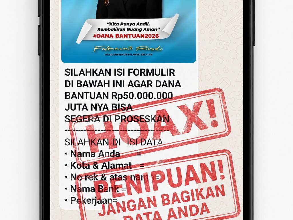 Modus Bantuan Palsu Catut Nama Wagub Fatmawati Rusdi Beredar di WhatsApp