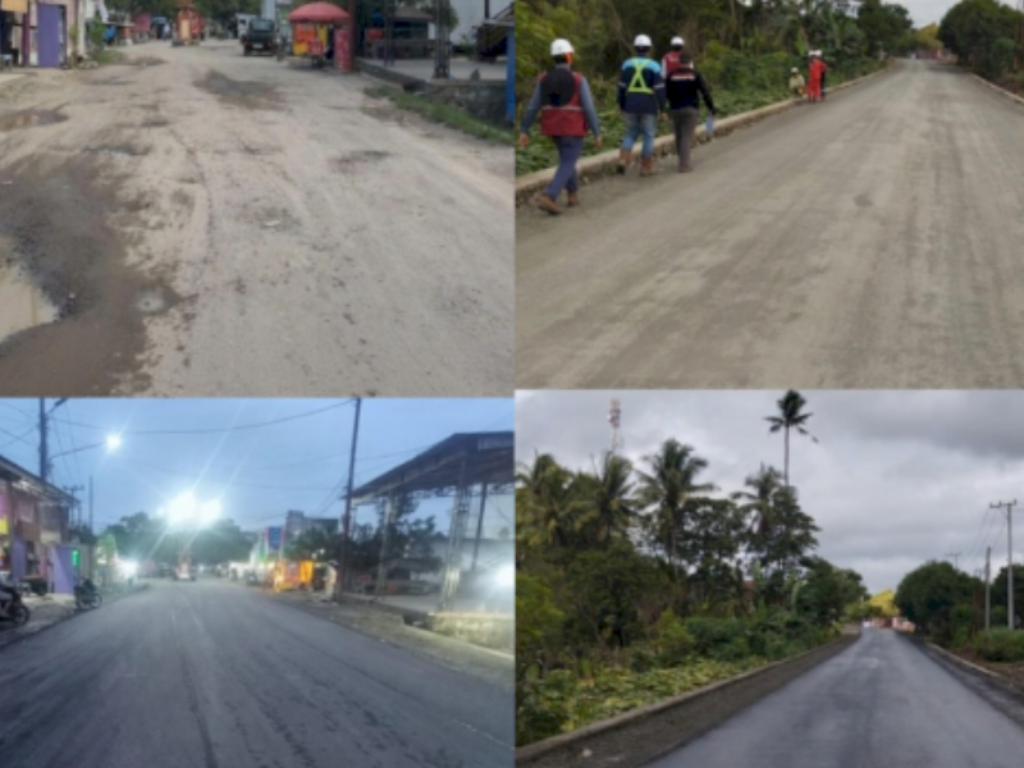 Alat berat dan pekerja tengah menyelesaikan pengerjaan peningkatan jalan provinsi yang masuk dalam program Multi Years Project (MYP) Pemprov Sulsel guna memperlancar konektivitas antarwilayah.